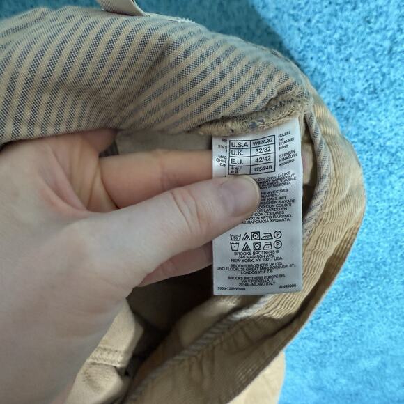 Brooks Brothers Pants Mens 32x32 Tan Light Brown Corduroy Stretch Red Fleece - Picture 15 of 16